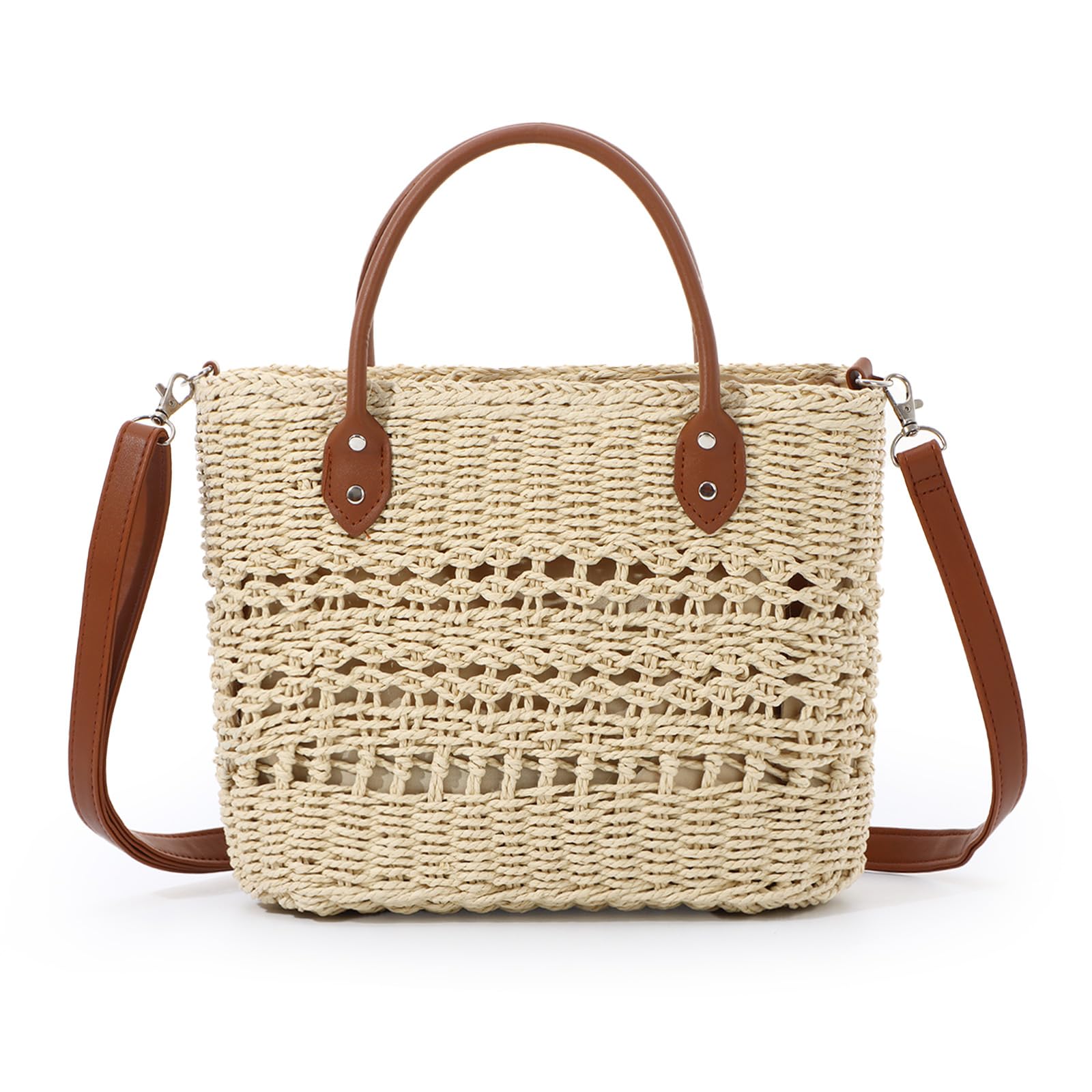 Summer Straw Bag for Women, Woven Rattan Handbag Bags, Boho Handmade Weave Shoulder Handbag Purse for Holiday Travel