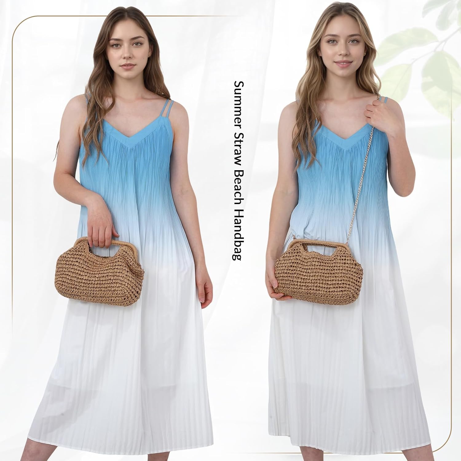 LHHMZ Women Straw Dumpling Clutch Bag, Woven Straw Clutch Handbag, Summer Beach Crossbody Shoulder Bag for Vacation Travel