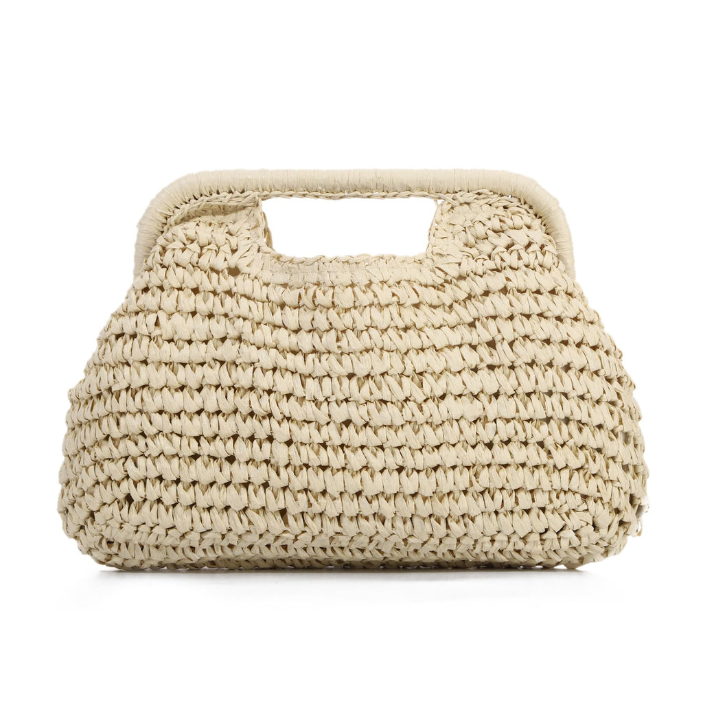LHHMZ Women Straw Dumpling Clutch Bag, Woven Straw Clutch Handbag, Summer Beach Crossbody Shoulder Bag for Vacation Travel