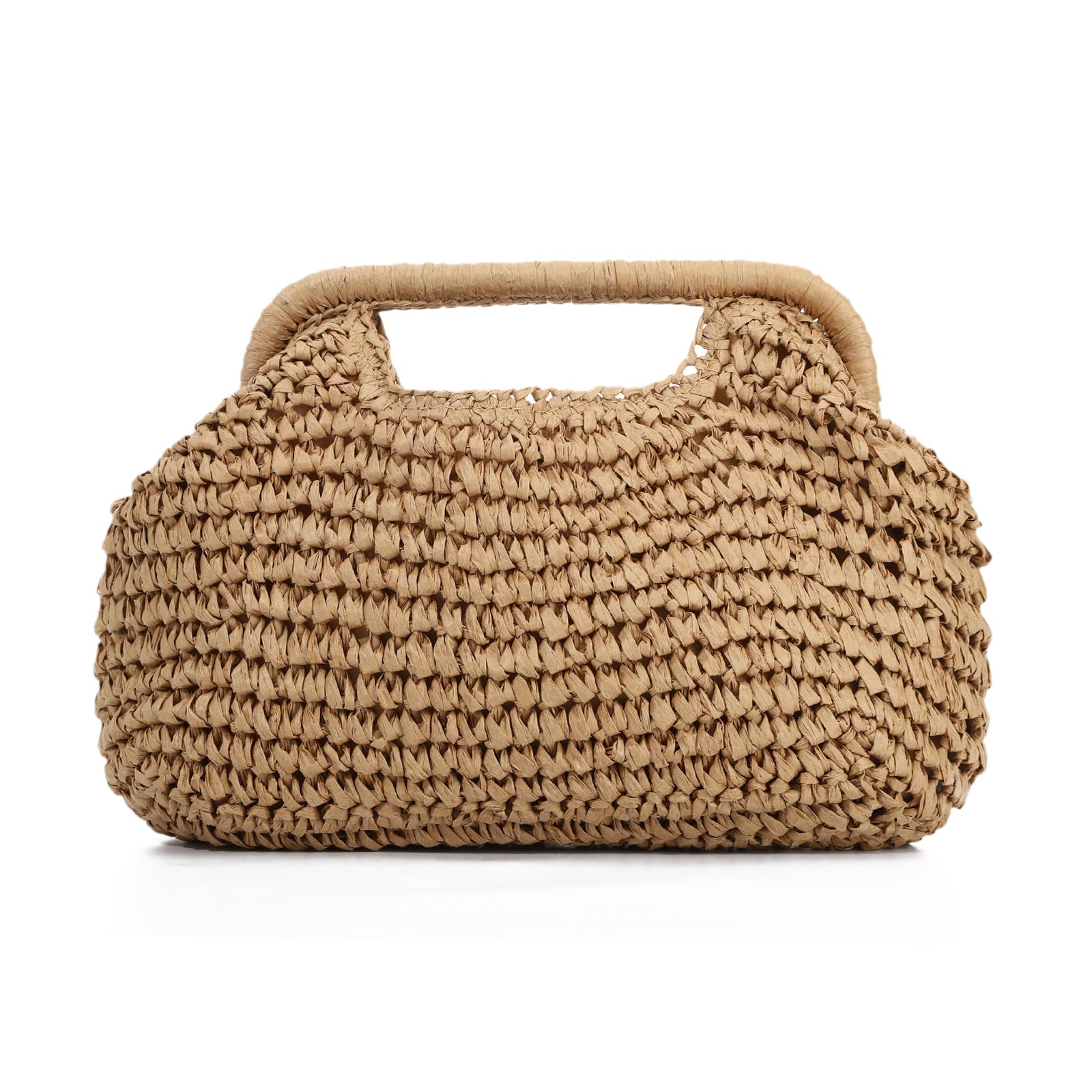 LHHMZ Women Straw Dumpling Clutch Bag, Woven Straw Clutch Handbag, Summer Beach Crossbody Shoulder Bag for Vacation Travel
