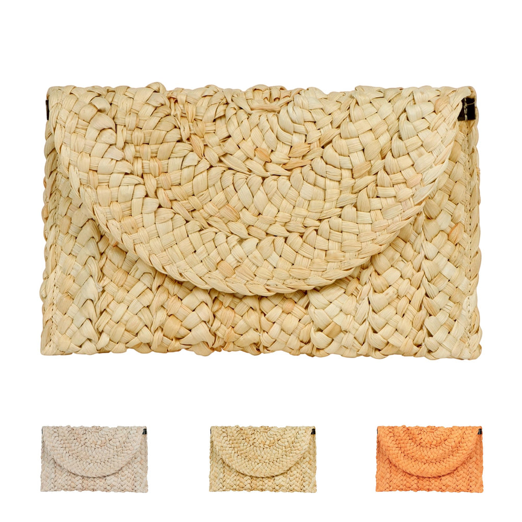 Straw Beach Clutch Bag for Women, Summer Boho Handmade Woven Beach Handbag, Casual Straw Clutch Bags for Summer Sandybeach Travel Holiday Vacation