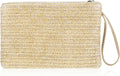 Hand-Woven Straw Clutch, Summer Straw Clutch Purses for Women, Bohemian Wristlet Bag for Beach, Vacation