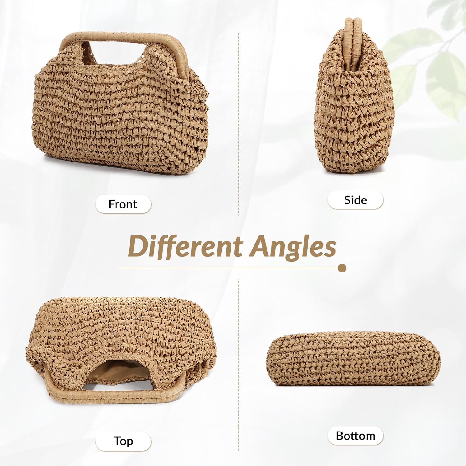 LHHMZ Women Straw Dumpling Clutch Bag, Woven Straw Clutch Handbag, Summer Beach Crossbody Shoulder Bag for Vacation Travel