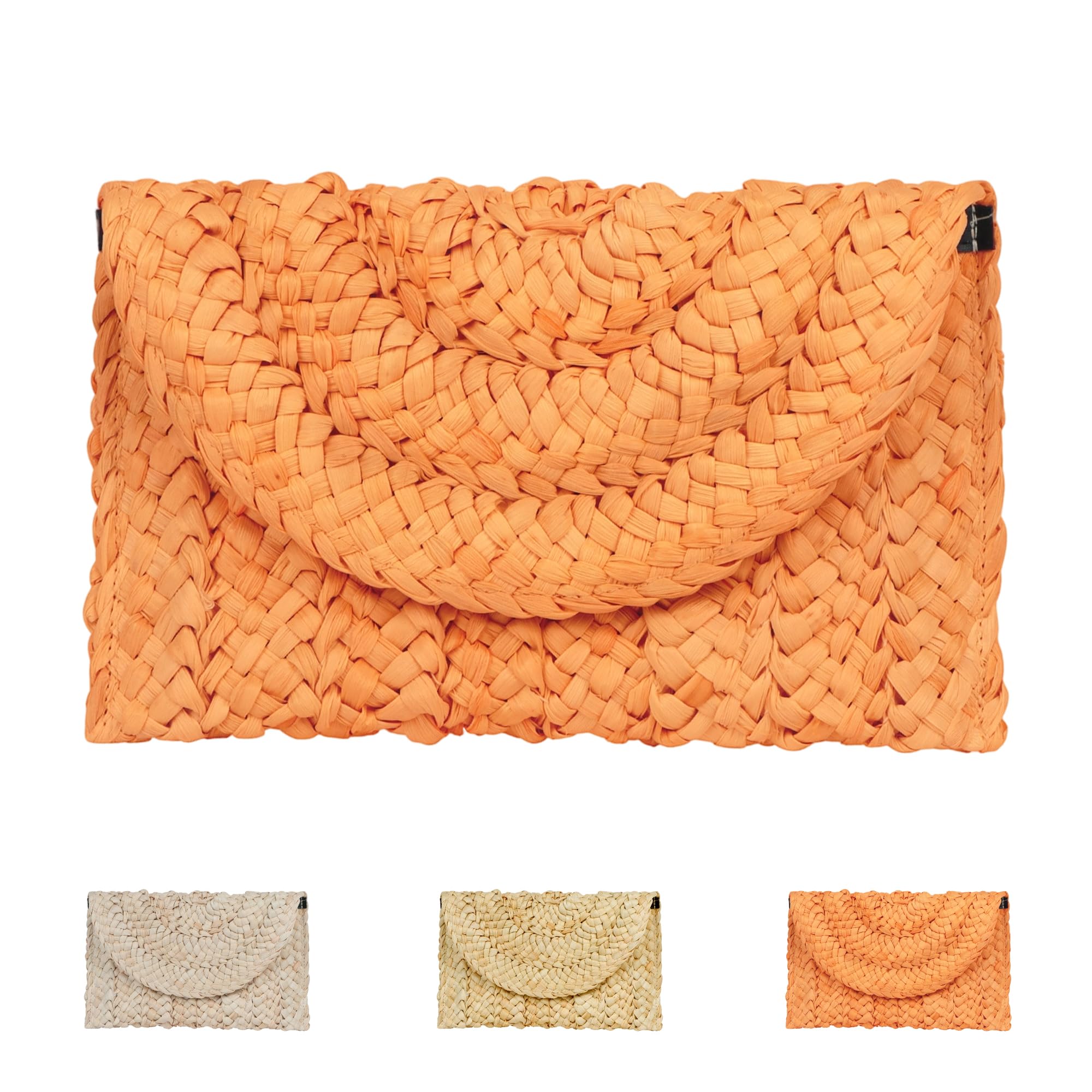 Straw Beach Clutch Bag for Women, Summer Boho Handmade Woven Beach Handbag, Casual Straw Clutch Bags for Summer Sandybeach Travel Holiday Vacation