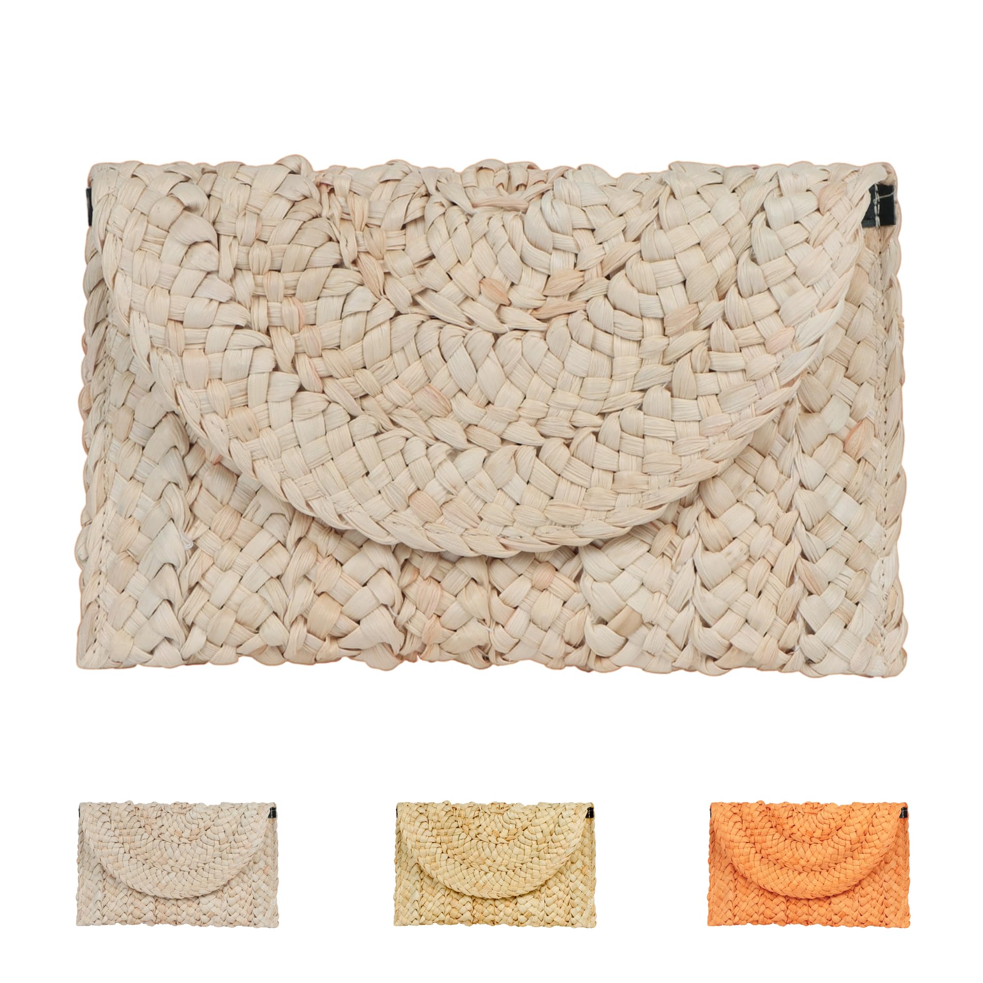 Straw Beach Clutch Bag for Women, Summer Boho Handmade Woven Beach Handbag, Casual Straw Clutch Bags for Summer Sandybeach Travel Holiday Vacation