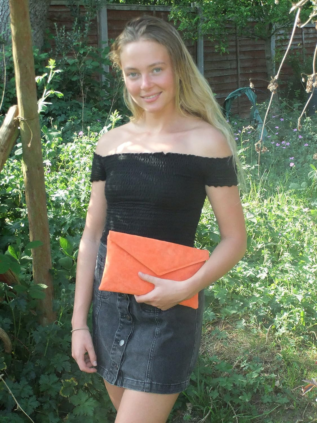 LONI Clutch/Shoulder Bag Faux Suede Handmade in The UK